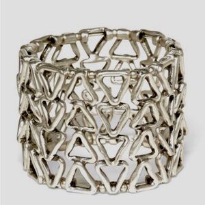 Boho Silver Triangle Cuff Bracelet | Chanour Handmade Wide Geometric Jewelry